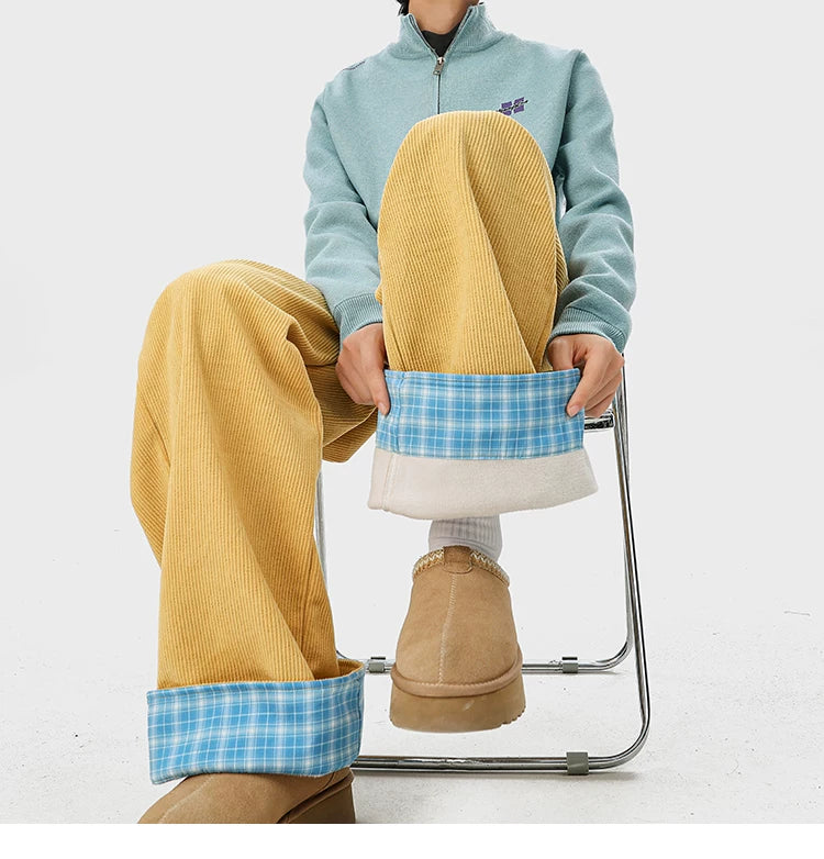 Check Cuff Corduroy Trousers