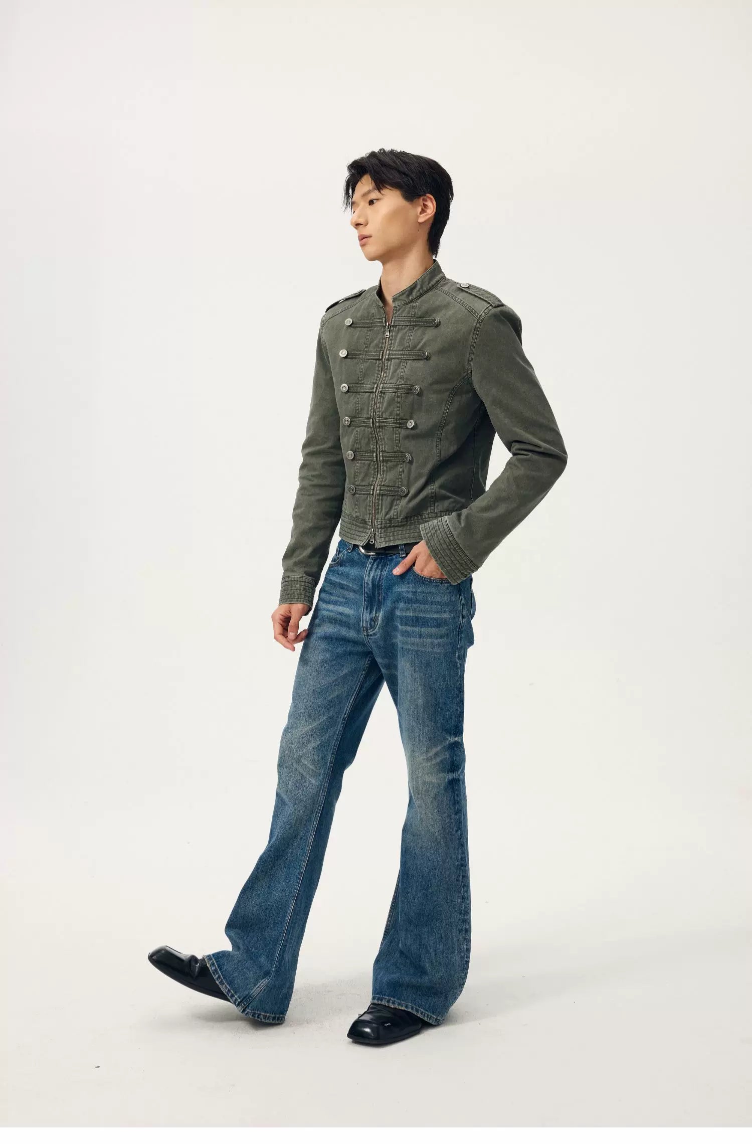 Olive Regiment Cropped Field Jacket