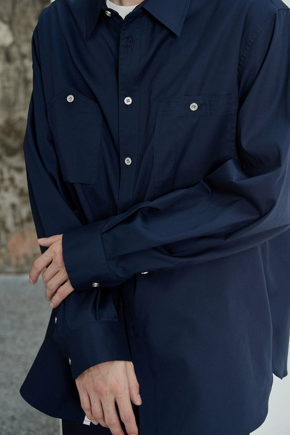 Asymmetric Pocket Oversized Shirt