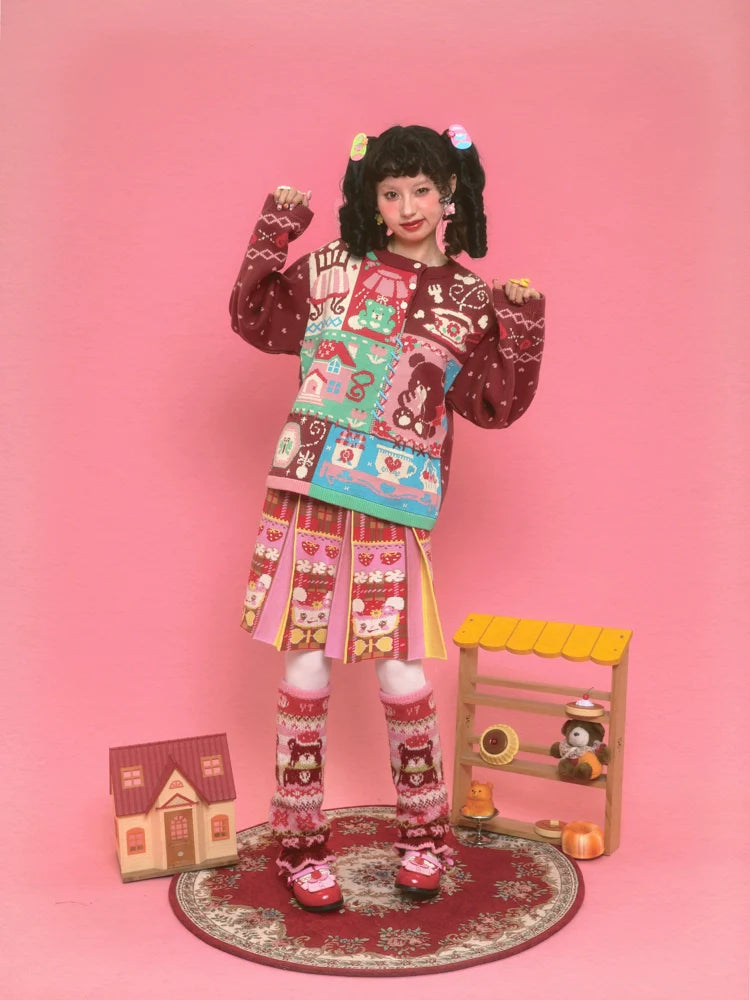 Sweet Bear Cupcake Knit Holiday Cardigan