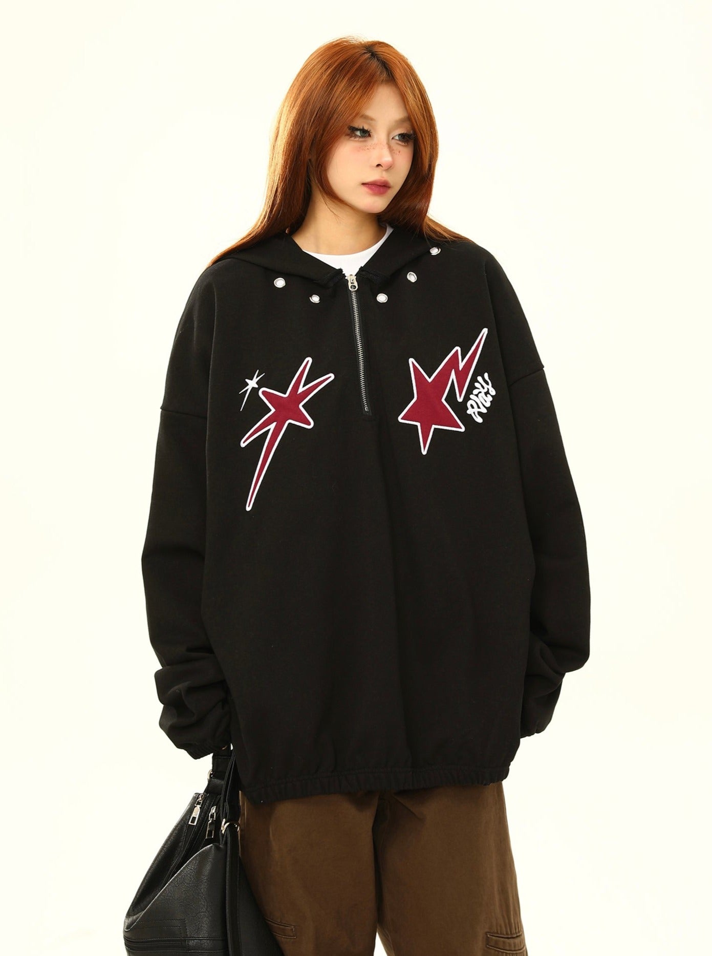 Star Print Oversized Anorak Jacket