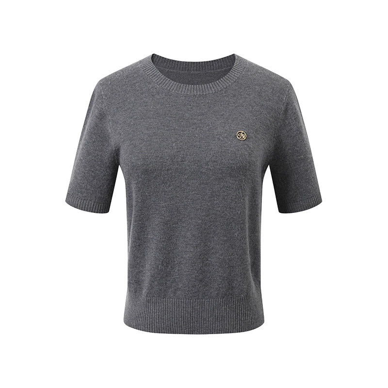 Essential Knit Short Sleeve Sweater - Classic Crew Neck Tee