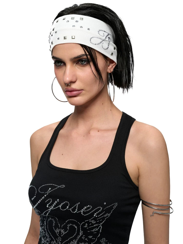 Crystal Initial Studded Knit Headband