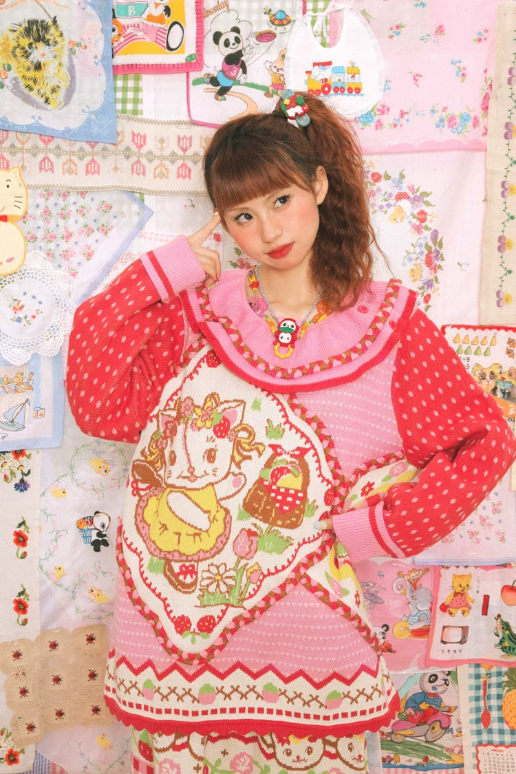 Sweet Kitten Cottage Ruffle Knit Sweater