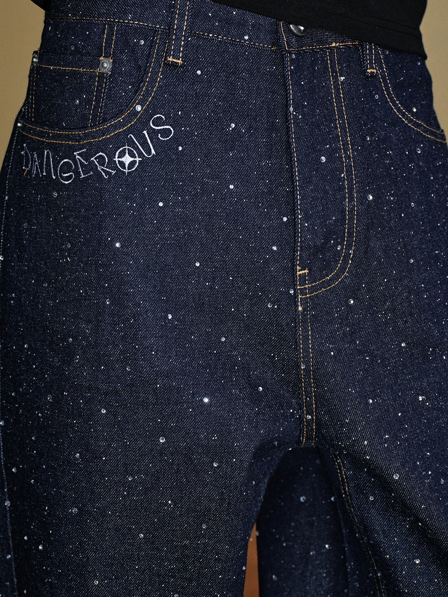 Crystal Speckled Wide Leg Jeans