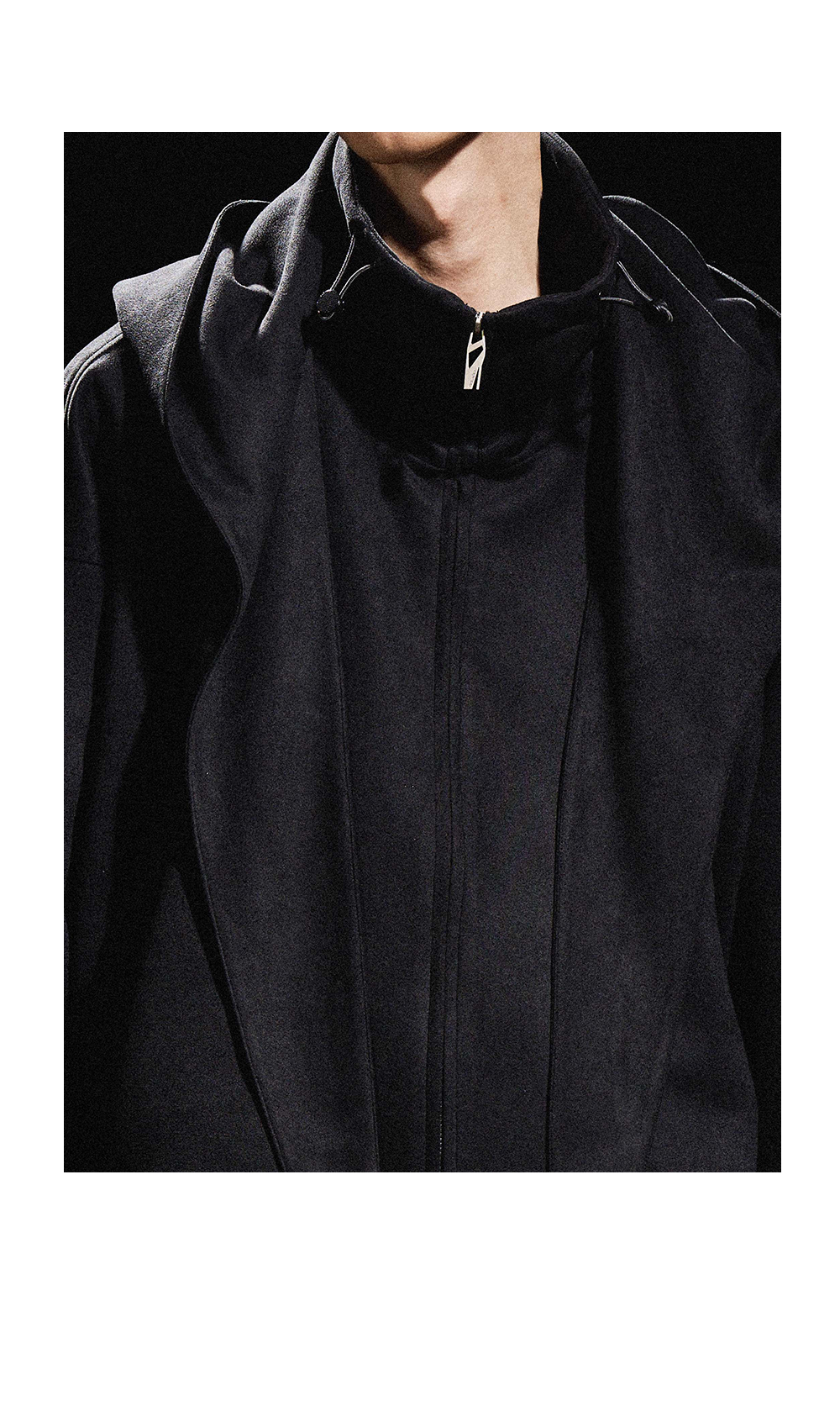 Sculpted Sleeve Funnel Neck Jacket