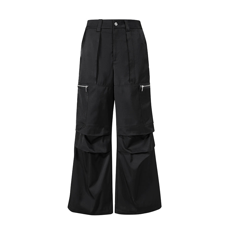 Layered Pockets Wide-Leg Utility Cargo Pants