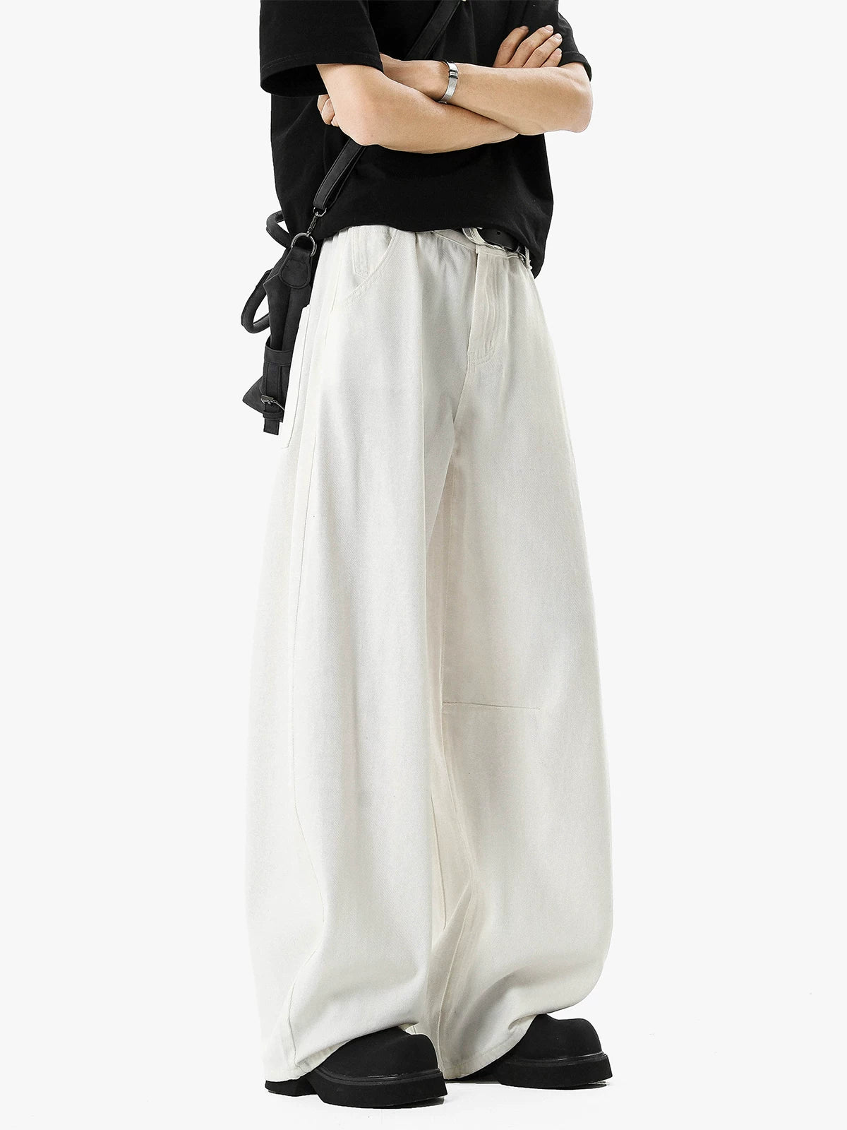 Ivory Drift Wide Denim Trousers