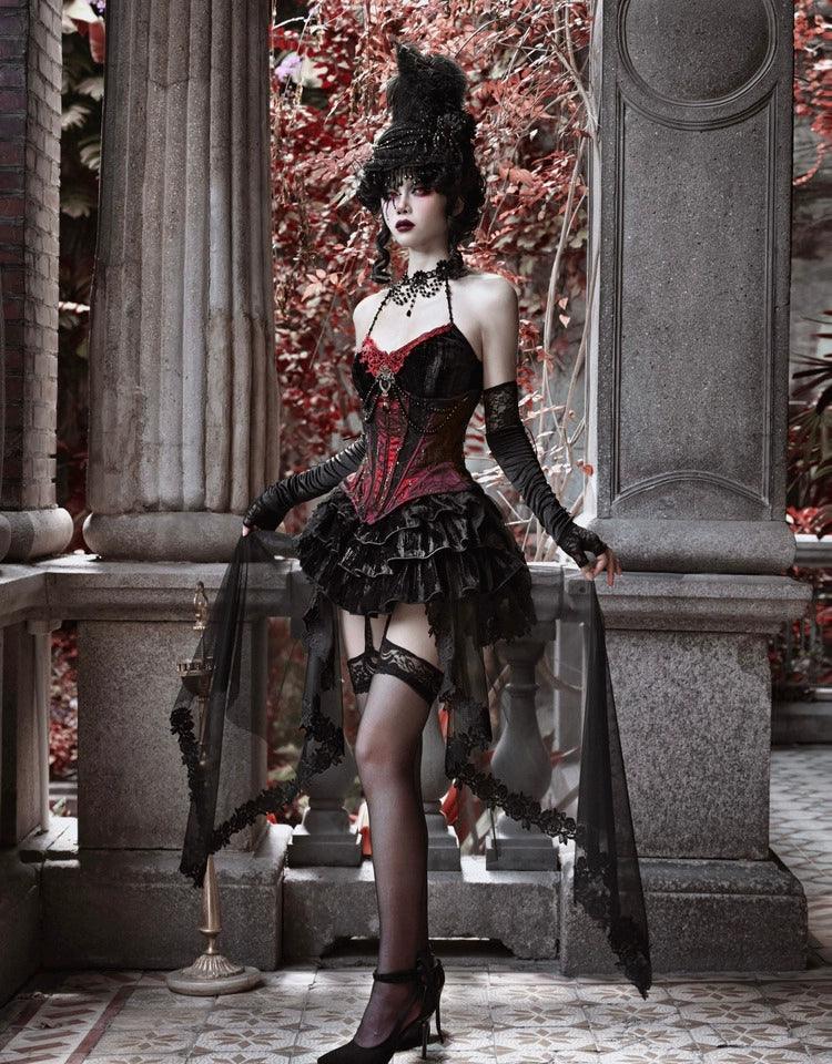 Gothic Burlesque Corset Dress With Accessories