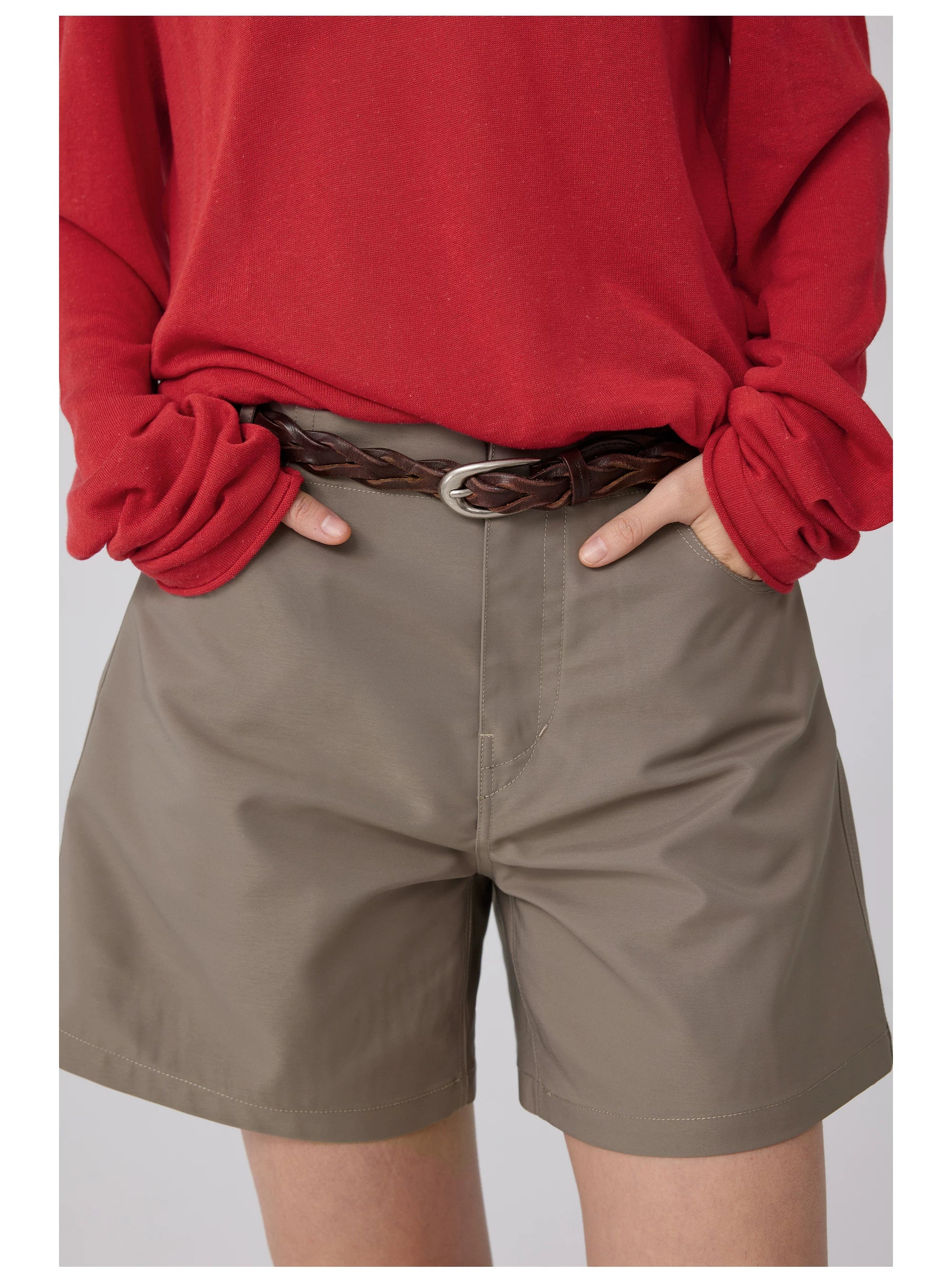 High-Waisted Buckleback Tailored Shorts