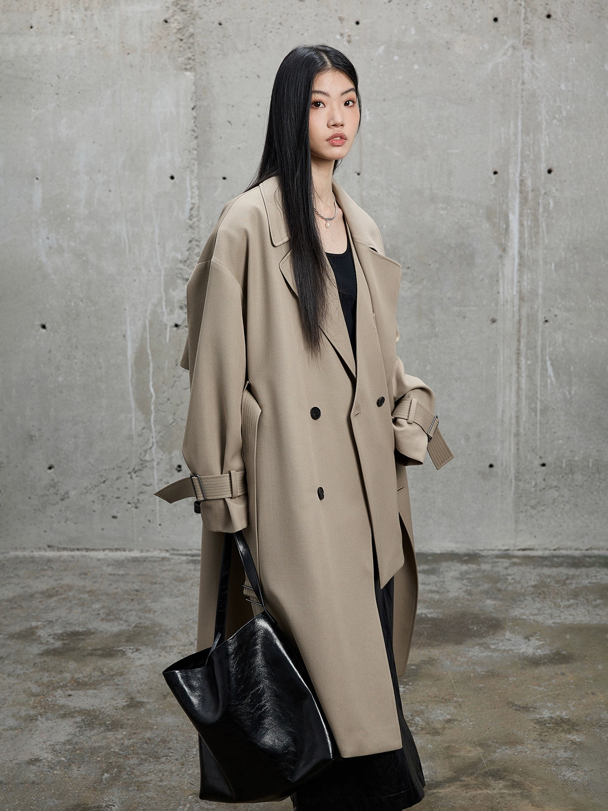 Twill Classic Lapel Long Trench Coat