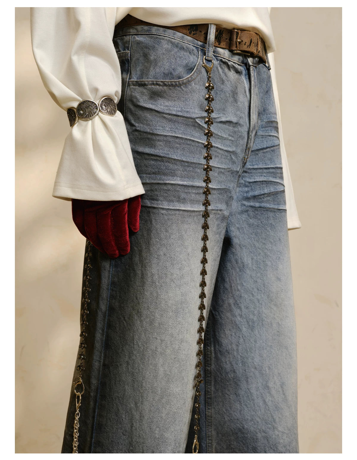 Distressed Pattern Leather Belt