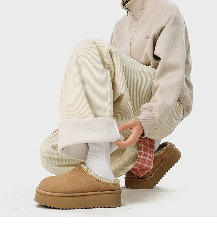 Check Cuff Corduroy Trousers