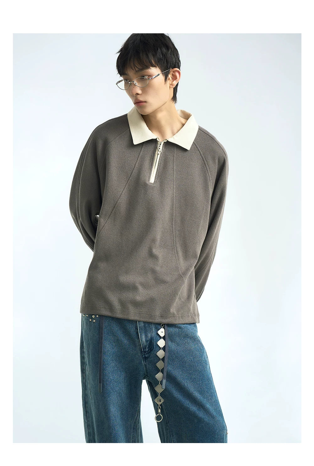 Half Zip Raglan Polo Pullover