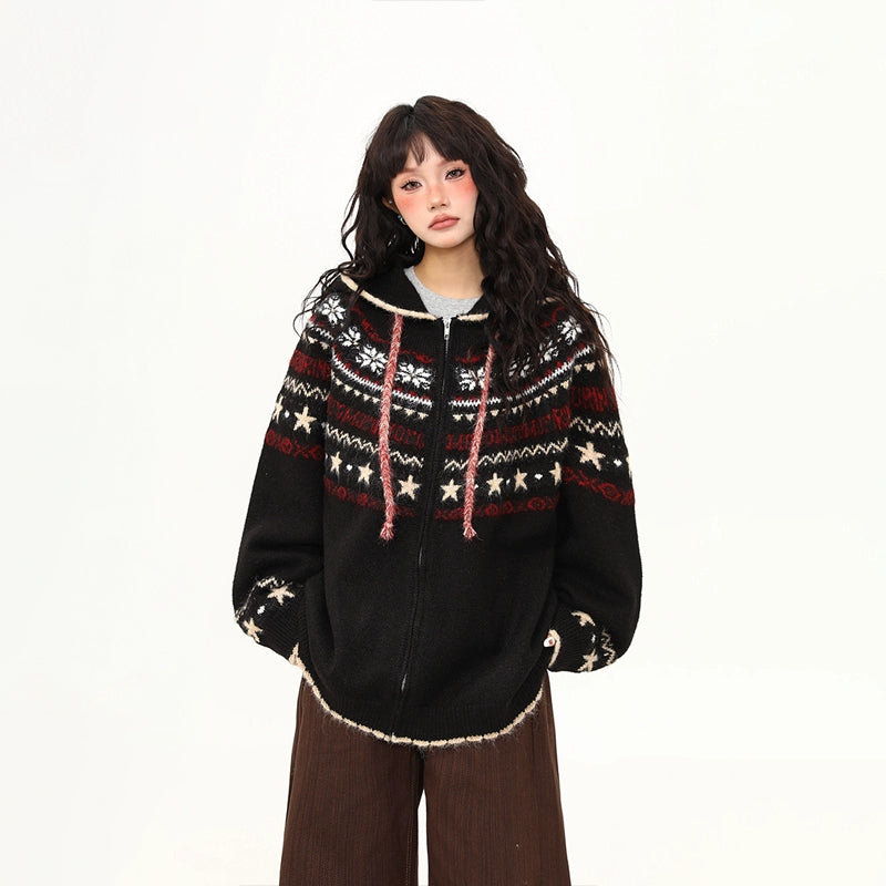 Midnight Constellation Knit Zip Hoodie