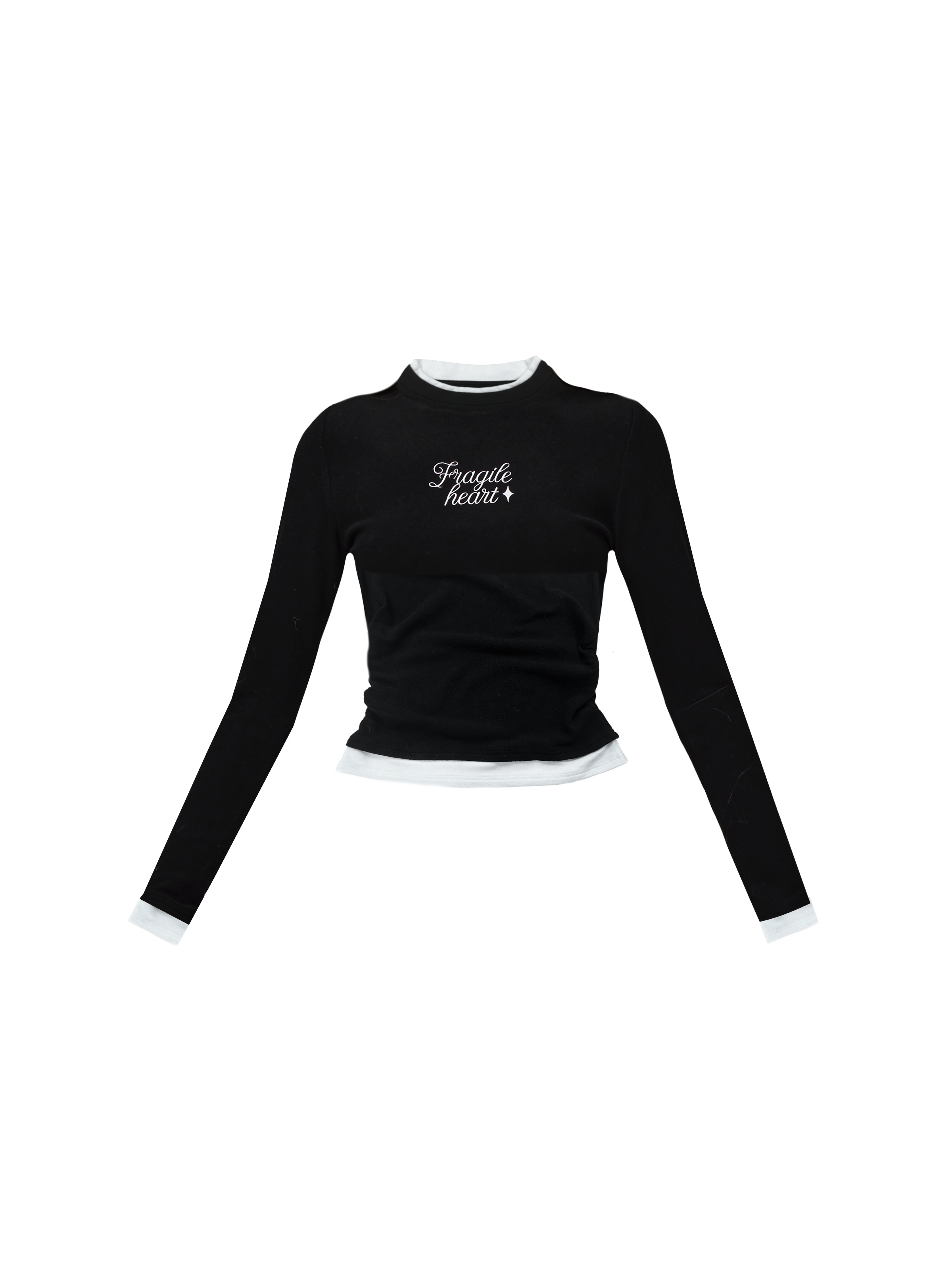 French Hearts Embroidered Long Sleeve Crop Top