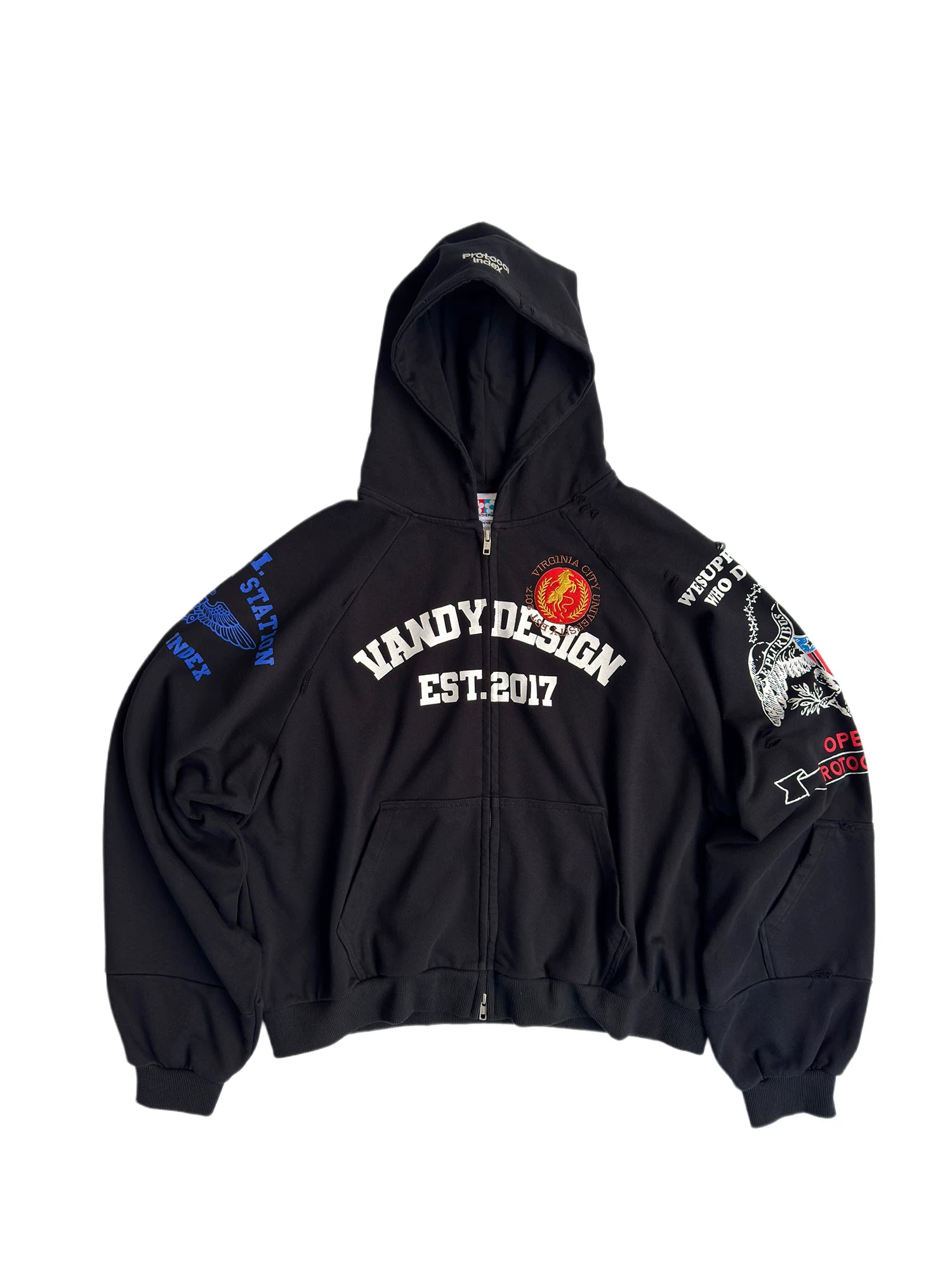 Protocol Crest Varsity Badge Zip Hoodie
