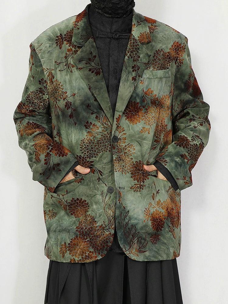 Green Floral Jacquard Blazer