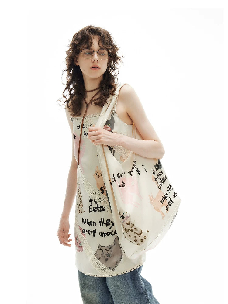 Introvert Kittens Doodle Hobo Tote