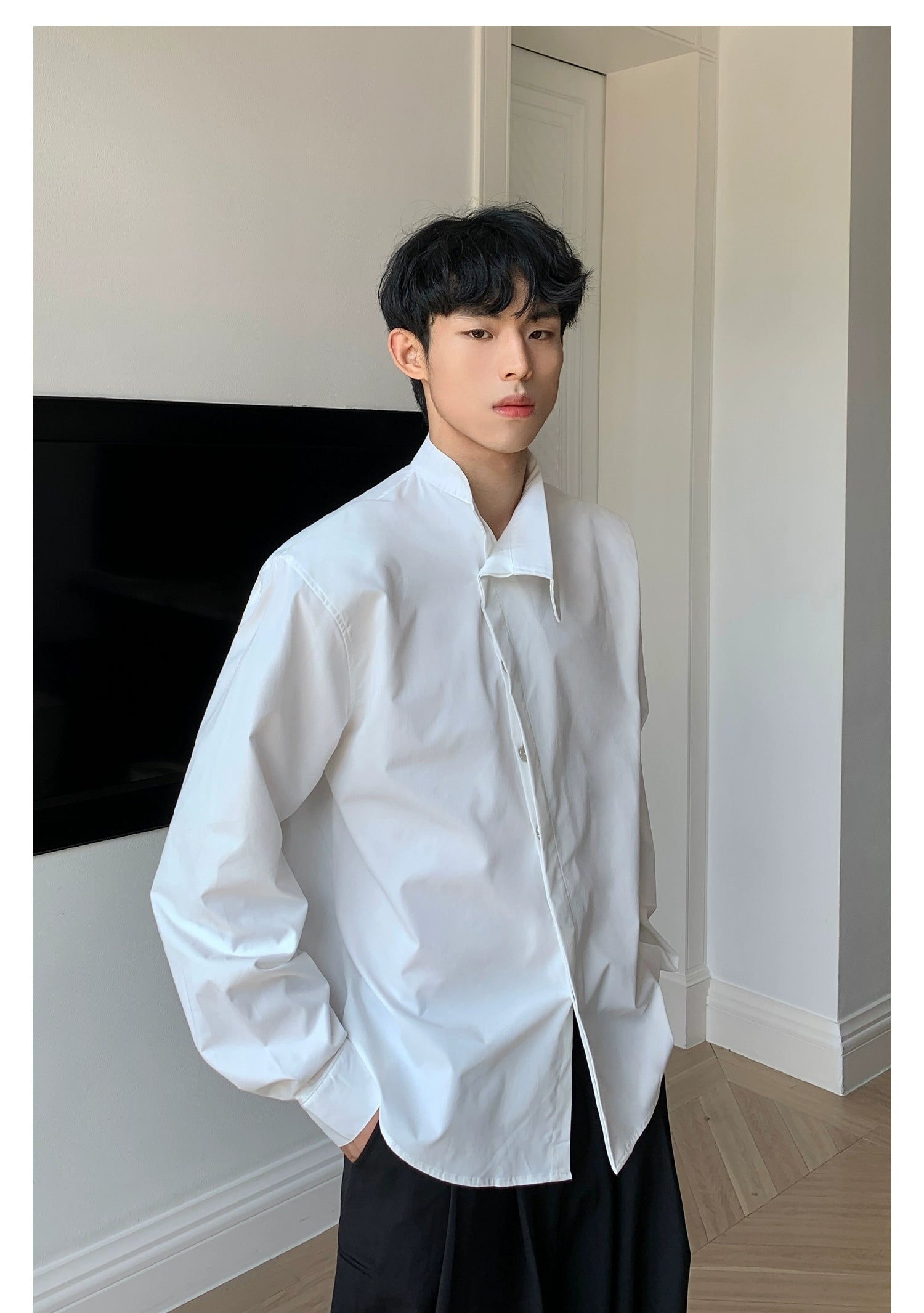 Asymmetric Collar Dress Shirt