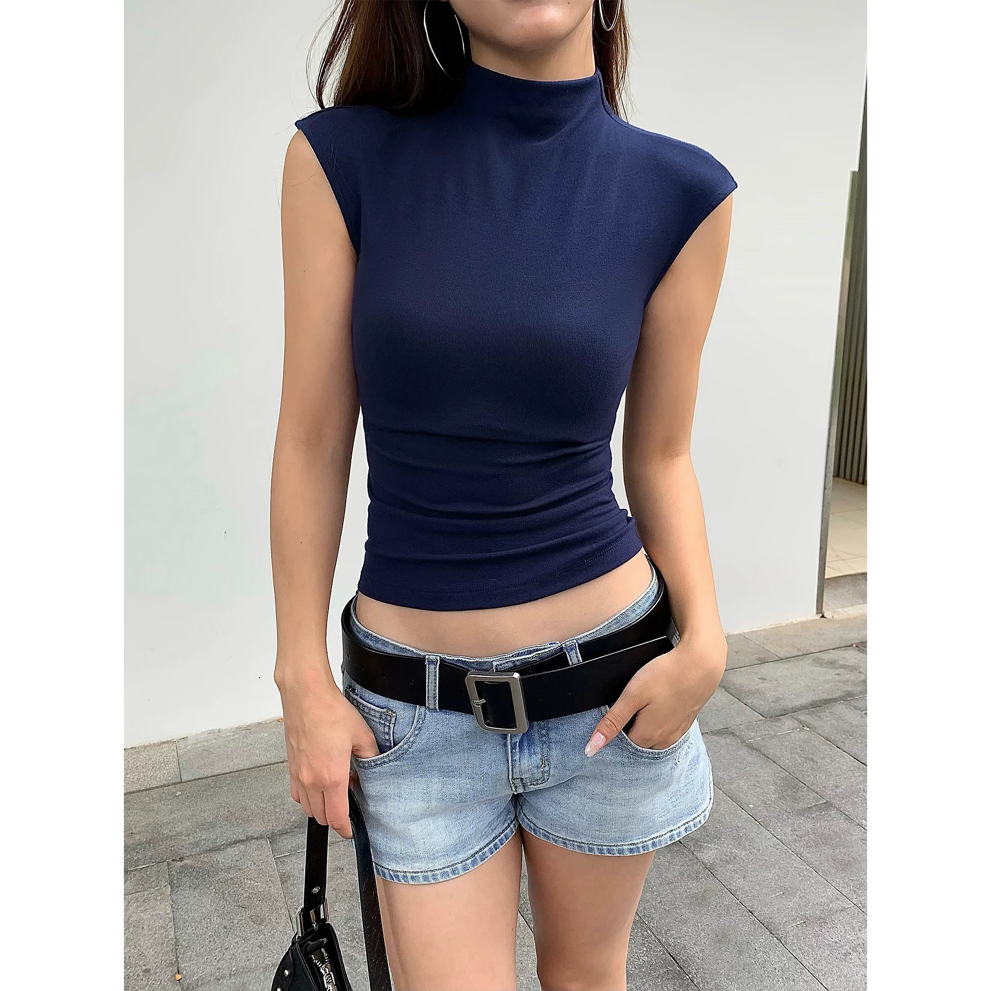 Contour Ease Sleeveless Mock-Neck Tops