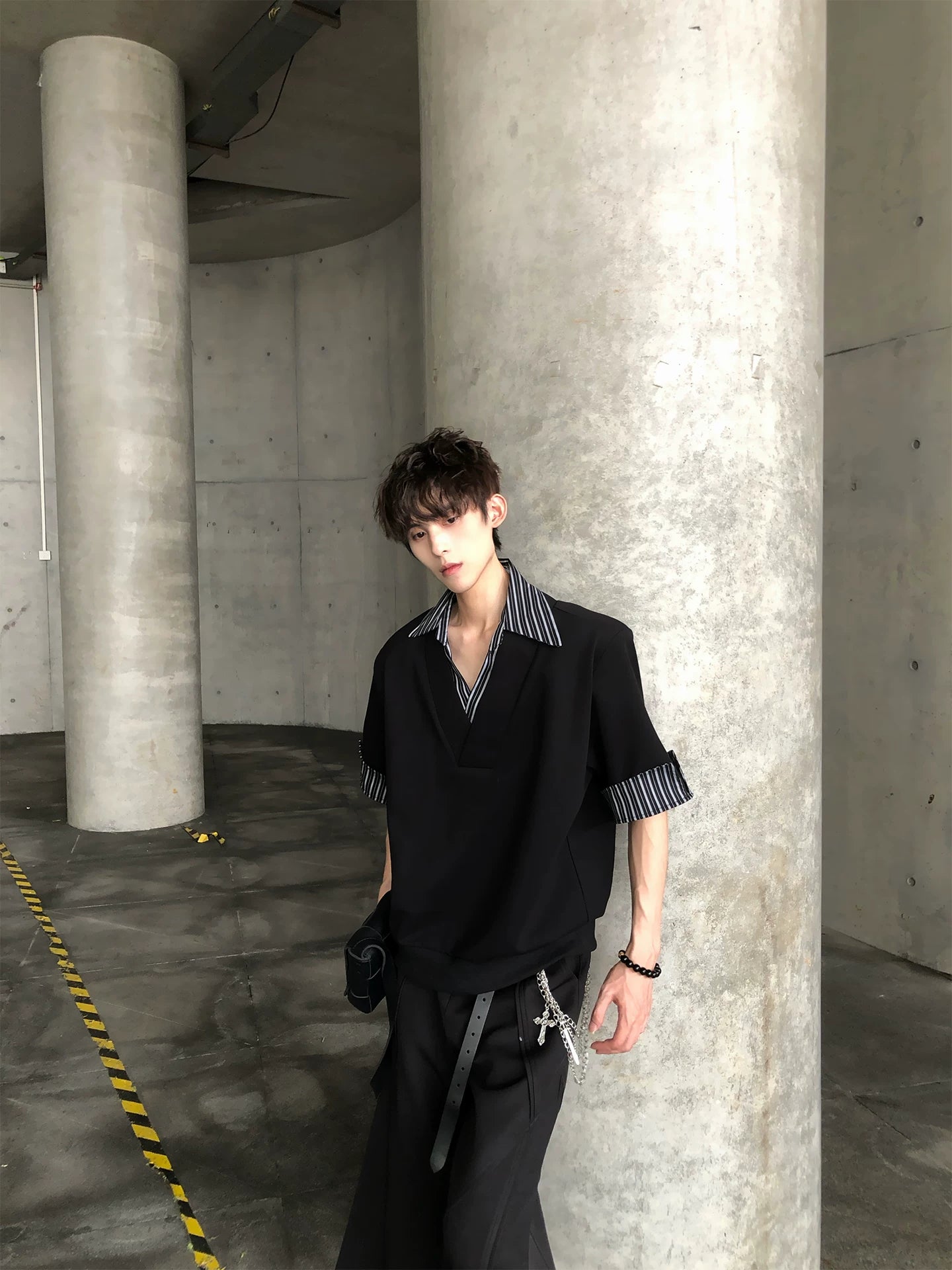 Midnight Stride Stripe-Collar Shirt