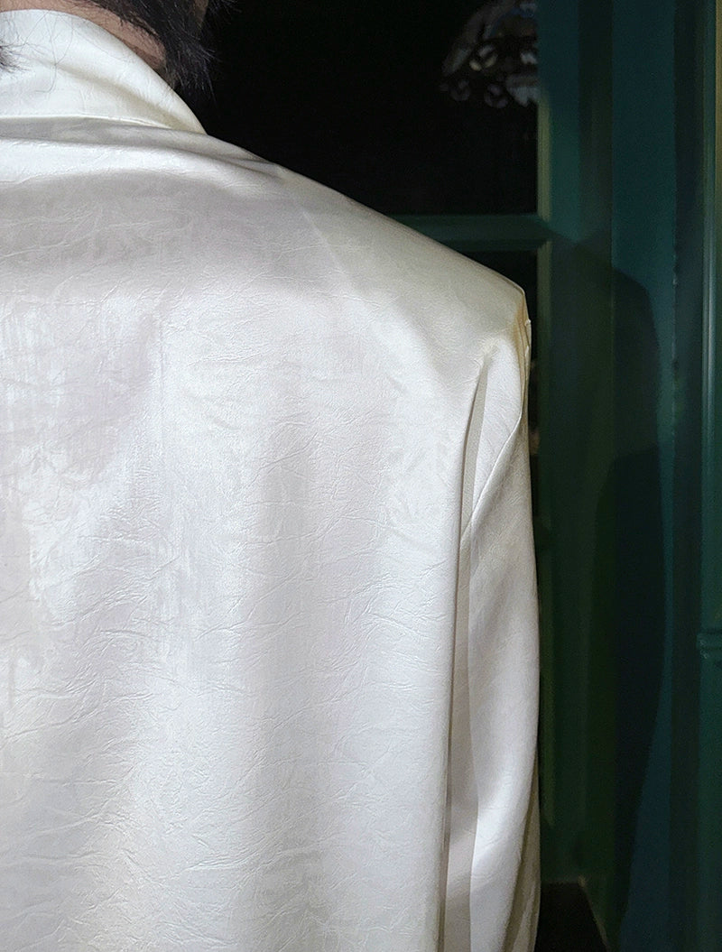 Glossy Tie Neck Shirt