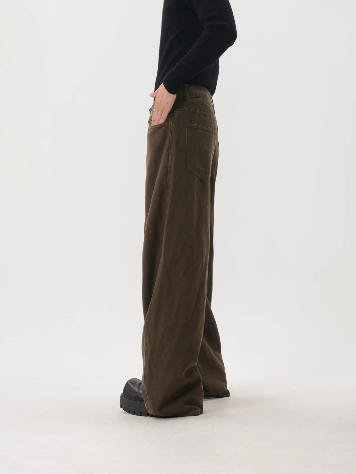 Washed American Retro Wide-Leg Pants