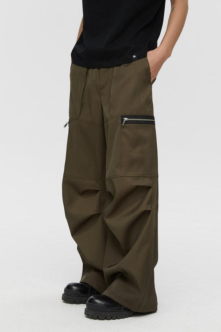 Pleated Pants with Zipped Pockets - chiclara