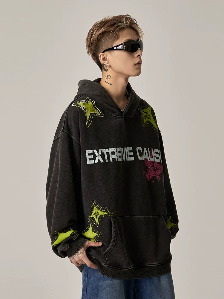 Extreme Cause Grunge Graphic Oversized Hoodie