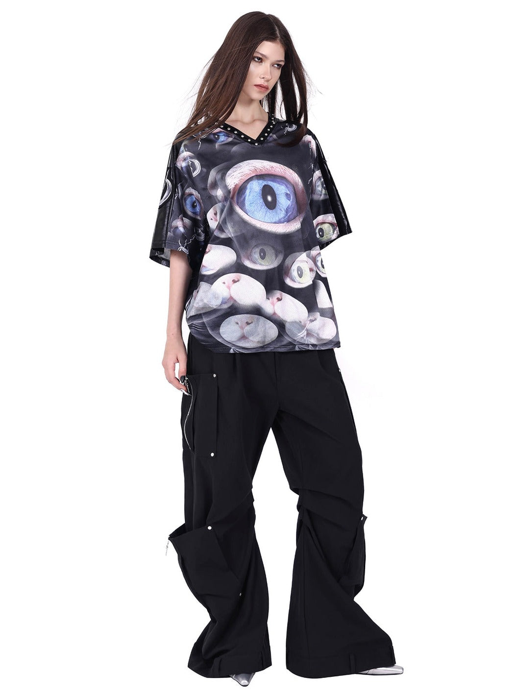 PINKSPINK Surreal Eyes Oversized T-Shirt - Black Multi