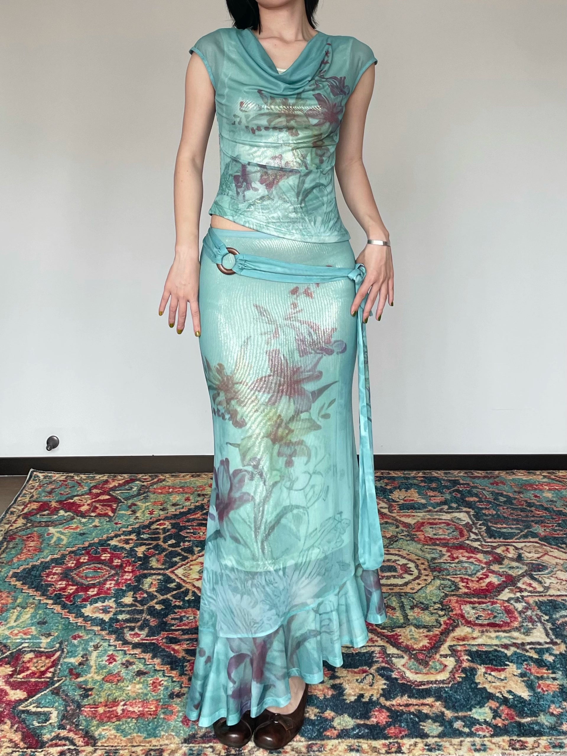 Aqua Floral Maxi Set