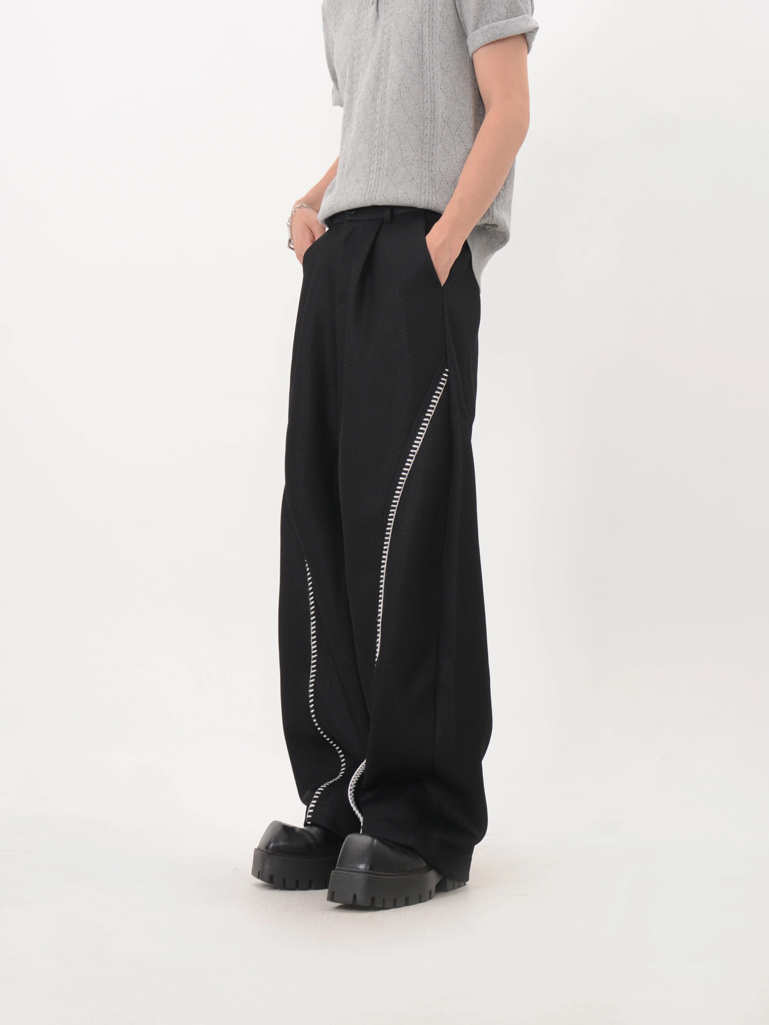 Curve Mesh Wide Trousers