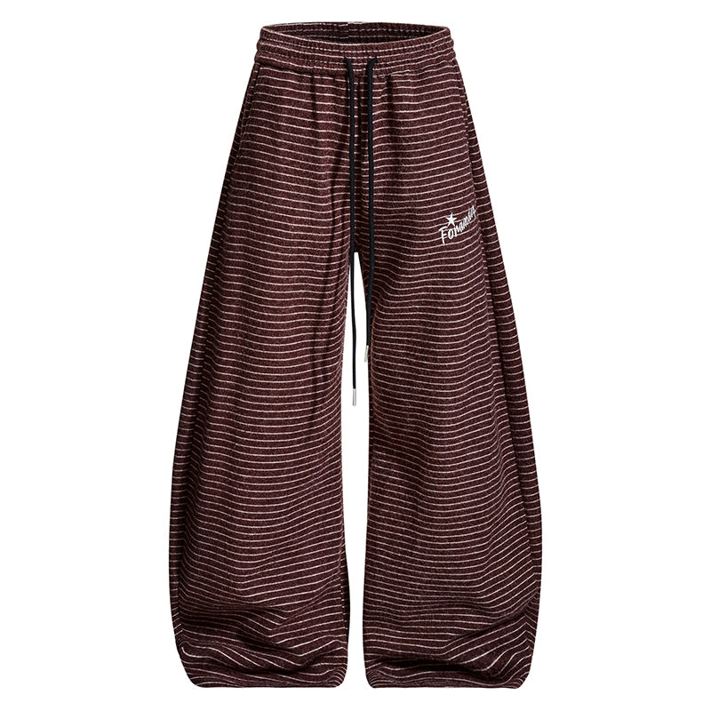 Harbor Stripe Fleece Wide-Leg Pants