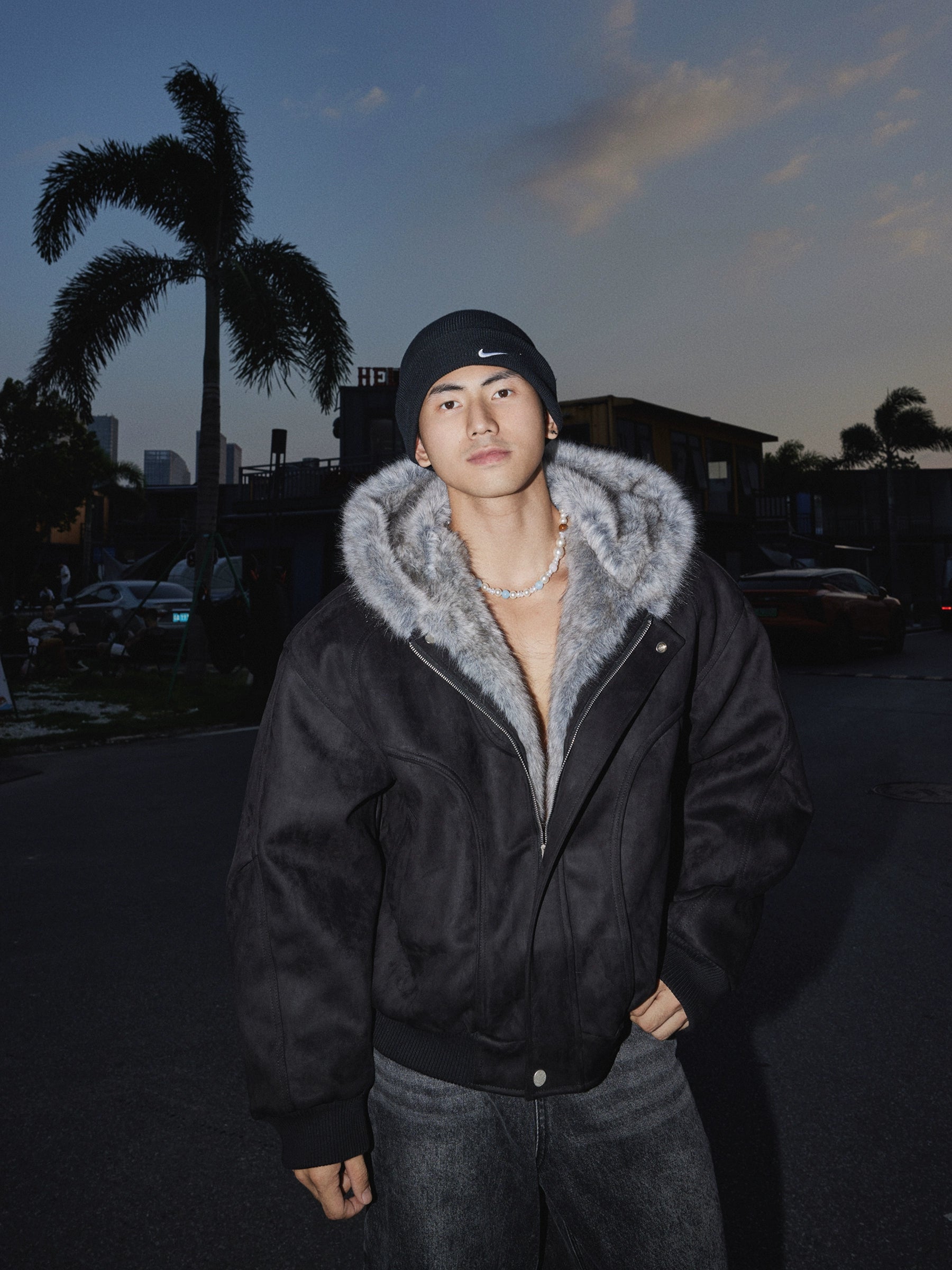 Mocha Frost Faux Fur Collar Jacket