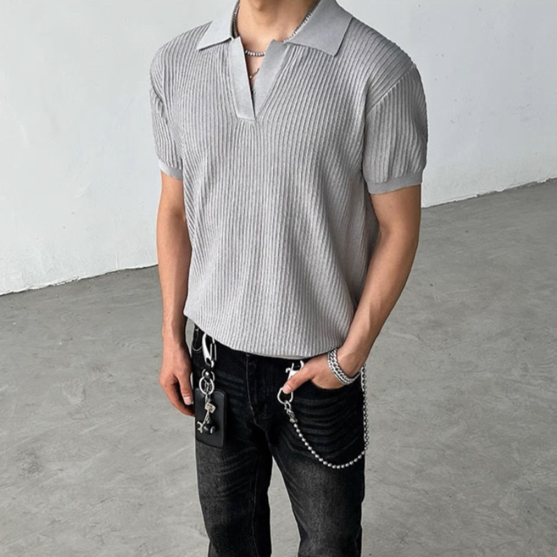 Noir Ridge Knit Polo Shirt