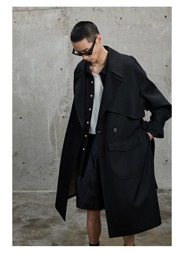 Twill Classic Lapel Long Trench Coat