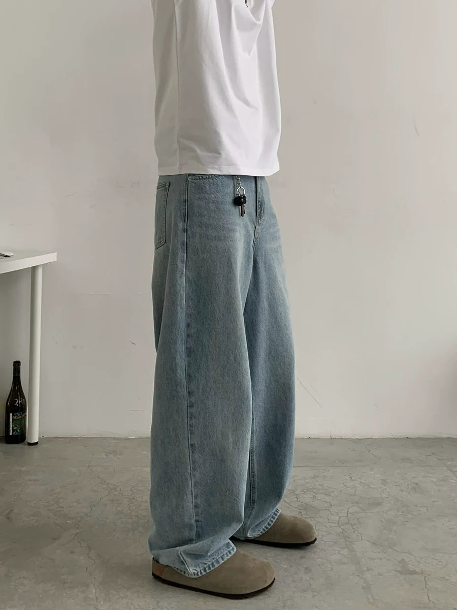 Distressed Straight Leg Denim Jeans - chiclara