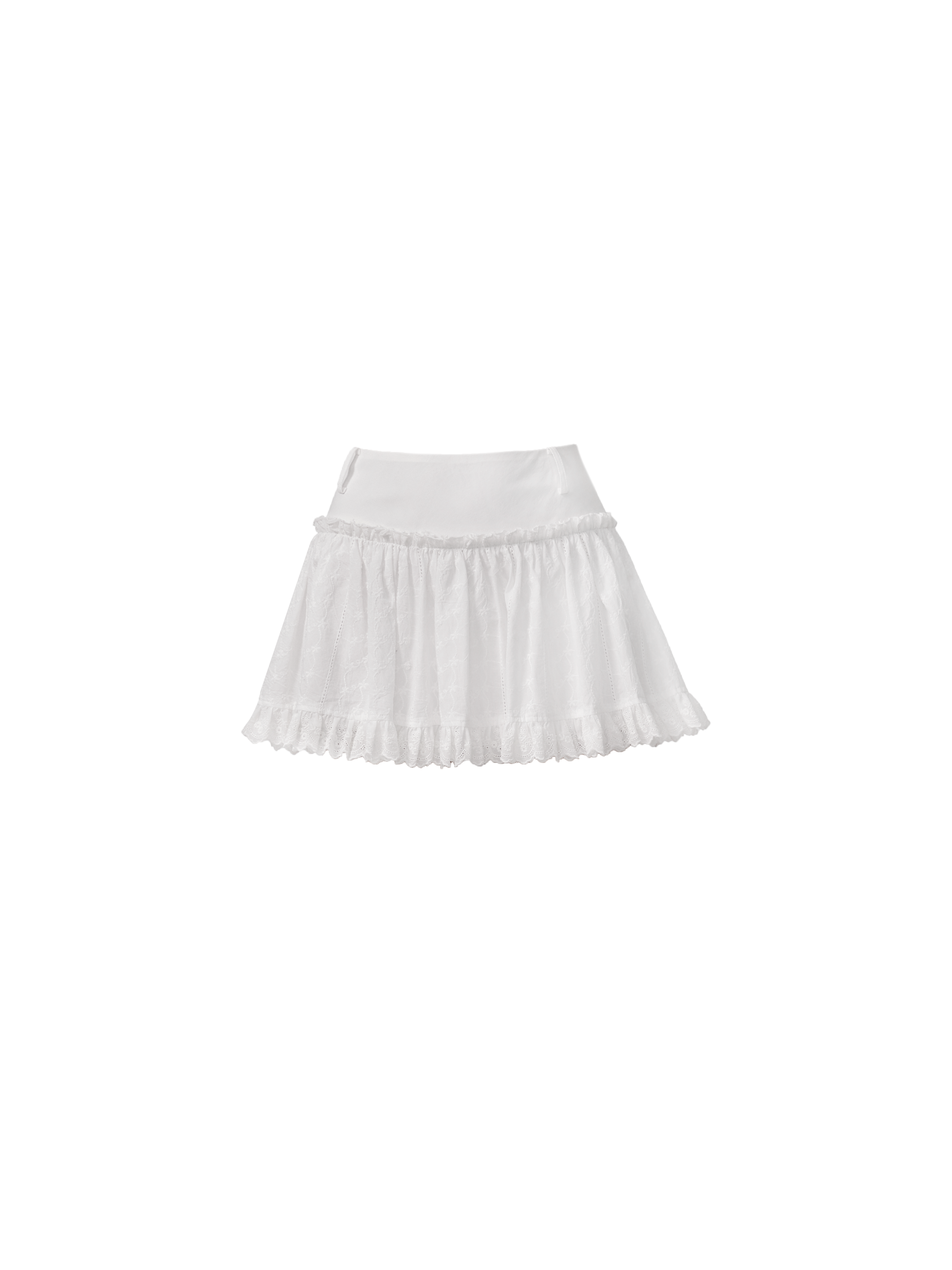 White Ruffle Trim Mini Skirt and Peasant Blouse Set