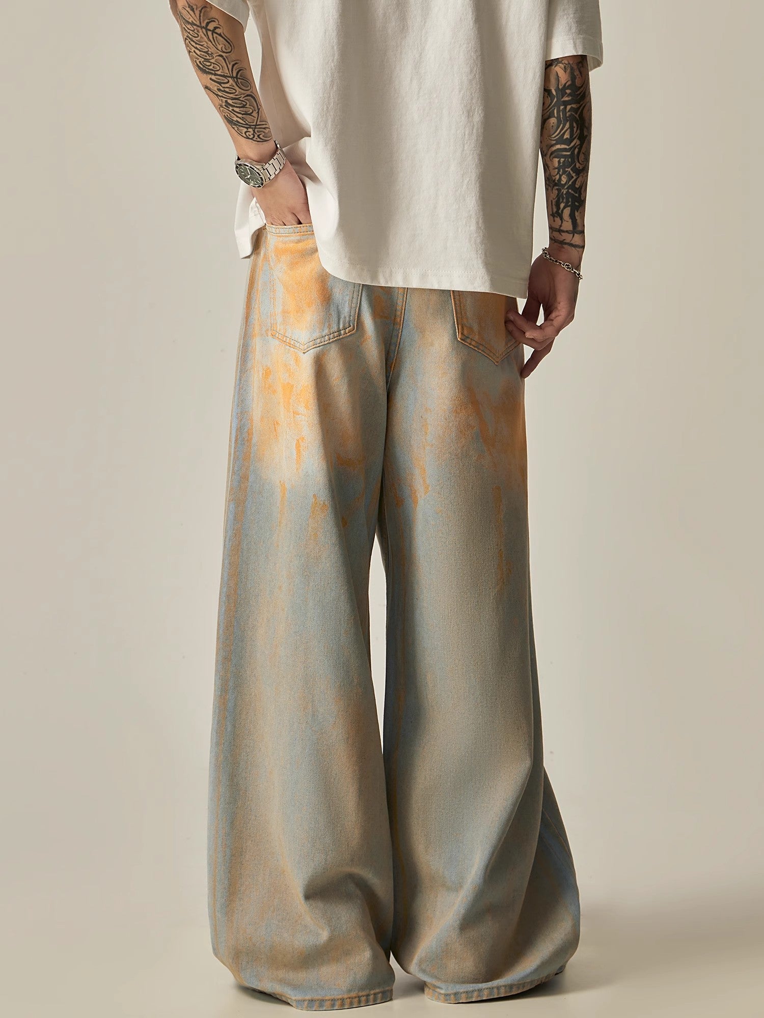 Wide-Leg Tie-Dye Ombre Jeans