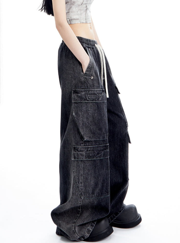 Oversized Denim Cargo Pants