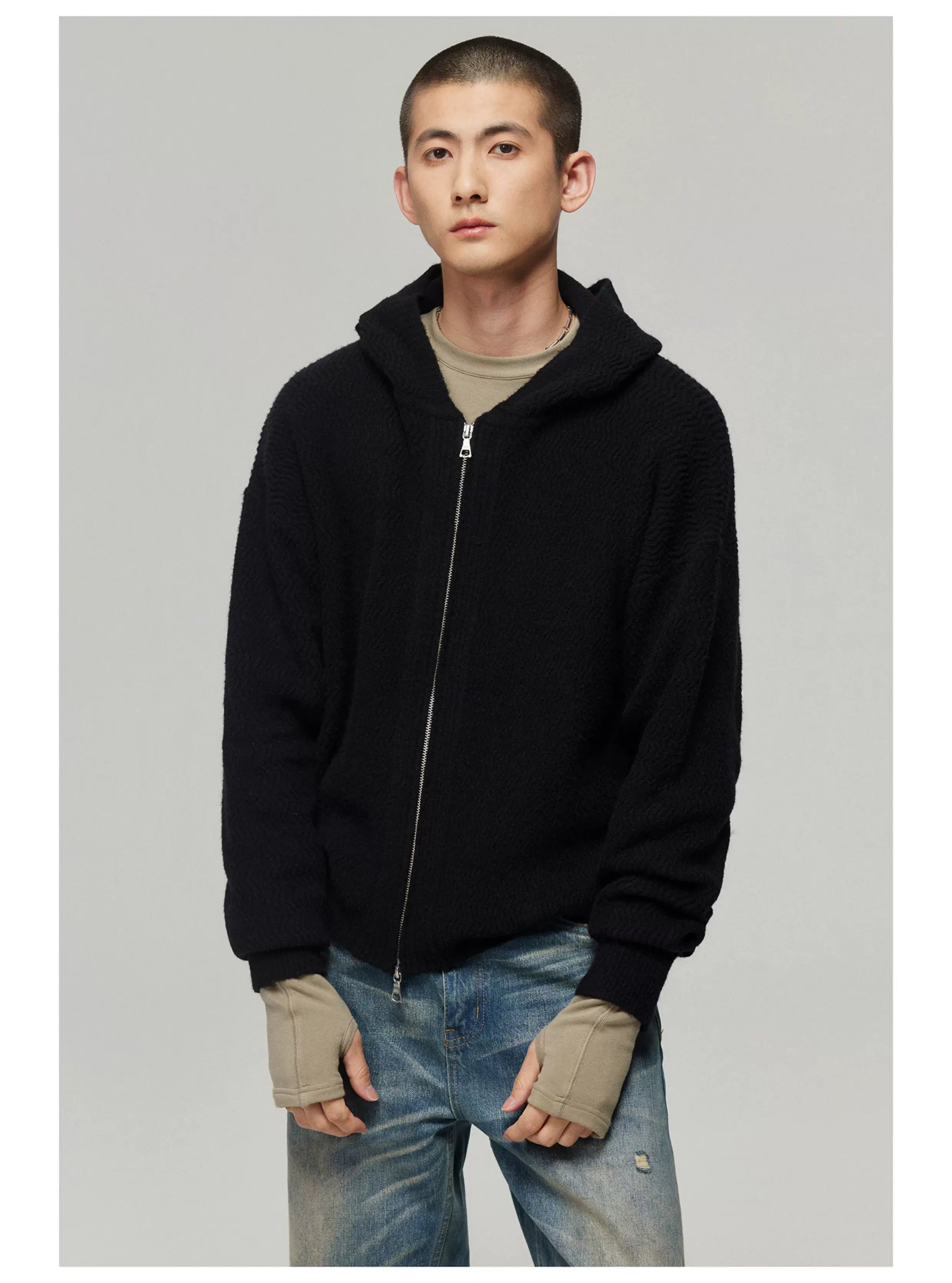 Mochafuzz Cropped Knit Hoodie