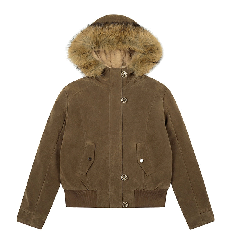 Mocha Trail Faux-Fur Hood Jacket