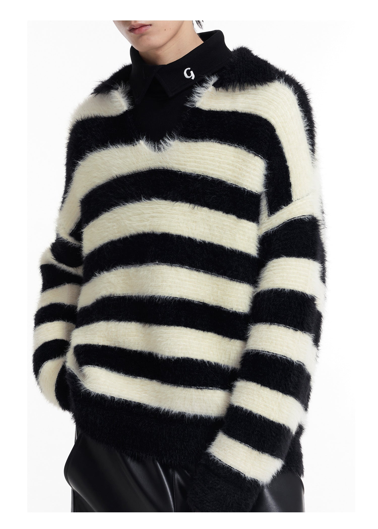 Fuzzy Stripe Pullover Sweater