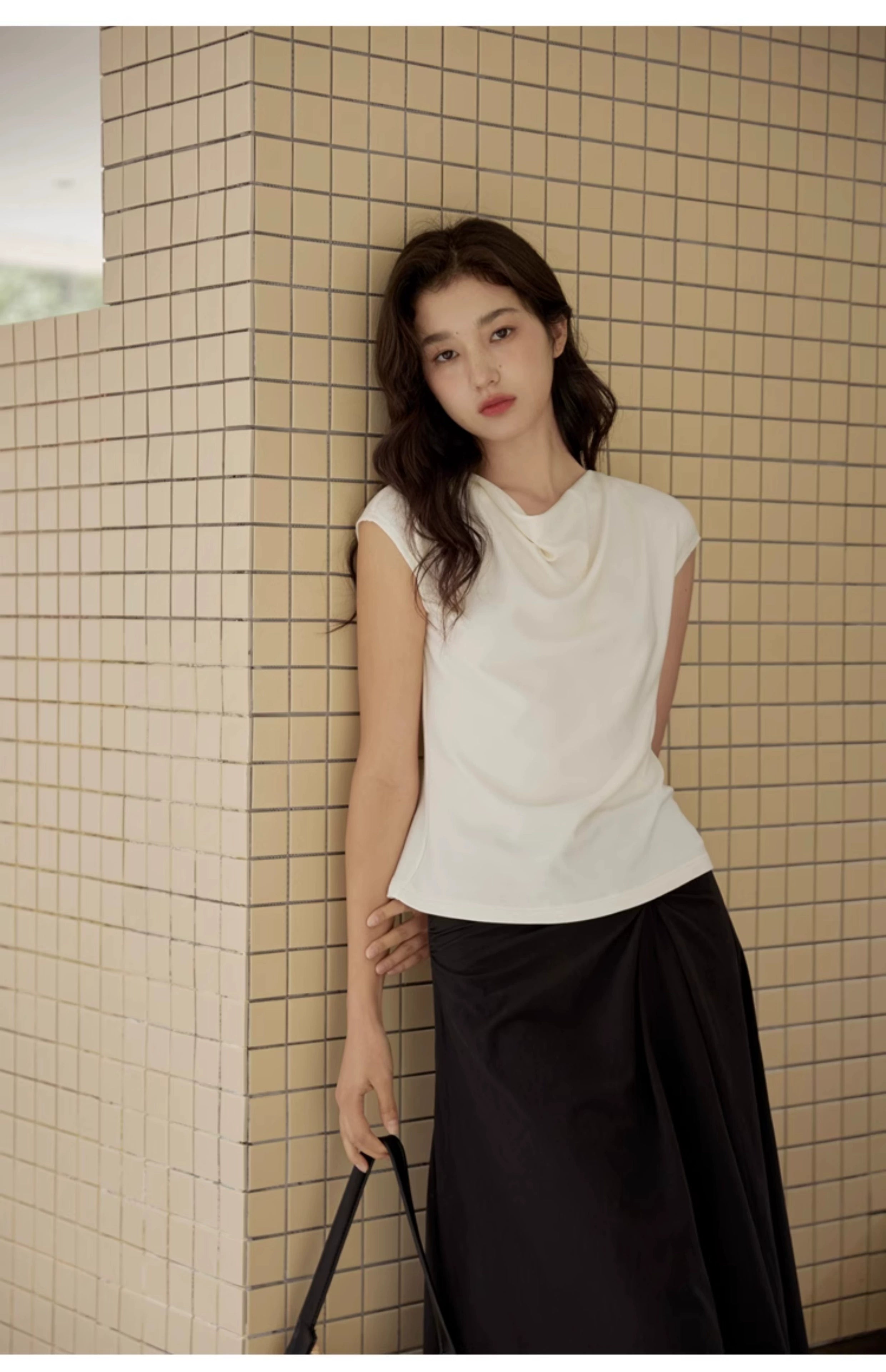 Cowl Neck Cap Sleeve Top