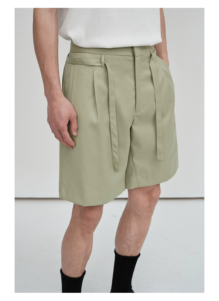 Drawstring Single-Pleat Shorts