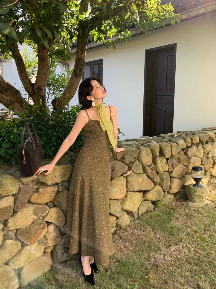 Classy Fishtail Spaghetti Strap Maxi Dress