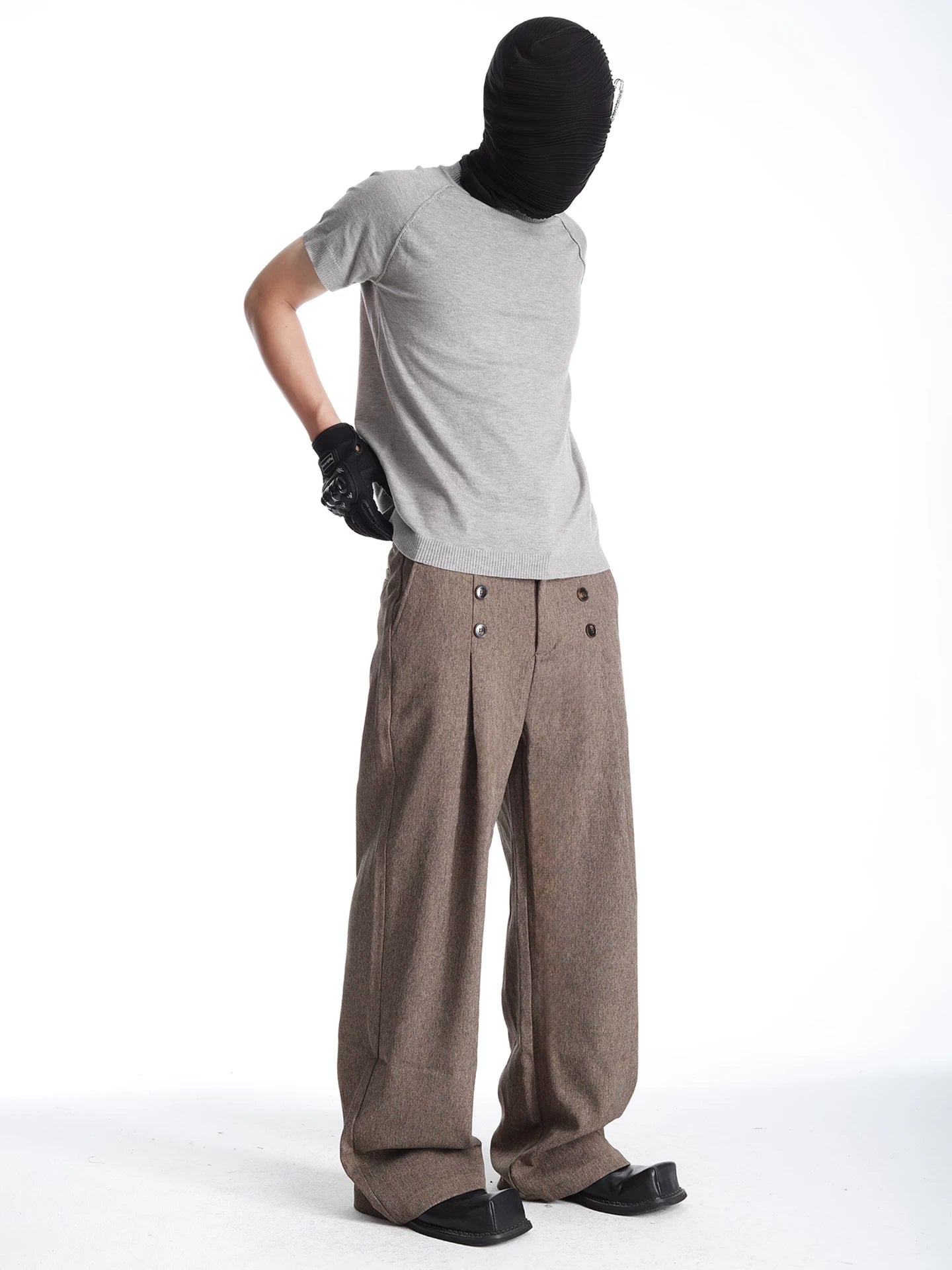 Heritage Double-Button Wide-Leg Trousers