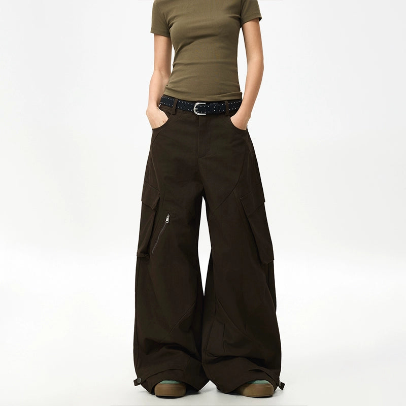 Espresso Voyager Wide-Leg Cargo Pants