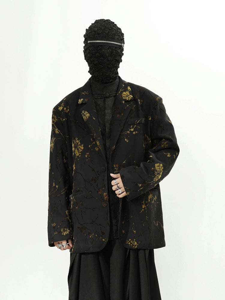 Black Gold Floral Blazer Jacket